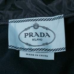 Pre Owned بلوفر كحلي بقلنسوة بسحاب من القطن من برادا مقاس وسط