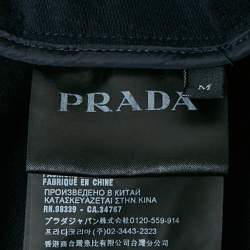 Pre Owned بلوفر كحلي بقلنسوة بسحاب من القطن من برادا مقاس وسط