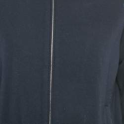 Pre Owned بلوفر كحلي بقلنسوة بسحاب من القطن من برادا مقاس وسط