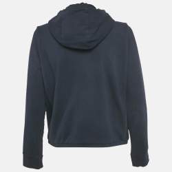 Pre Owned بلوفر كحلي بقلنسوة بسحاب من القطن من برادا مقاس وسط