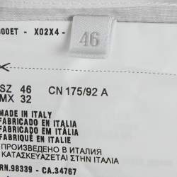 مملوكة مسبقًا قميص برادا قطن مقلم أبيض طوق وشاح مقاس كبير - لارج