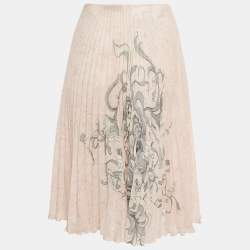 مملوكة مسبقًا Prada Pink Floral Print Plisse Midi Skirt S