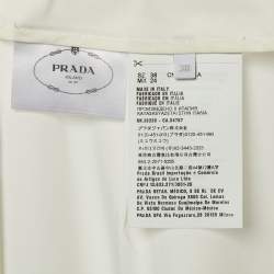 Pre Owned Prada White Sateen Feather Trim Wrap Midi Skirt S