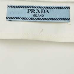 Pre Owned Prada White Sateen Feather Trim Wrap Midi Skirt S