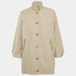 Pre Owned Prada Beige Cotton Panama Caban Jacket XS