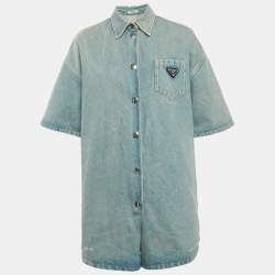 مملوكة مسبقًا Prada Blue Washed Denim Playsuit M