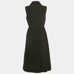 مملوكة مسبقًا Prada Black Wool Embellished Midi Dress M