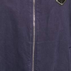 مملوكة مسبقًا جاكيت برادا دنيم أزرق كحلي بسحاب أمامي مقاس كبير جداً - إكسترا لارج