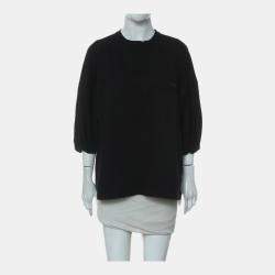 Pre Owned Prada Black Cotton Pocket Oversize Top