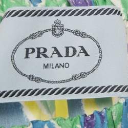 Pre Owned فسـتان برادا قطن مطبع بنقشة زهور متعددة الألوان غير متماثل ميدي مقاس وسط (ميديوم)