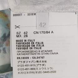 Pre Owned فسـتان برادا قطن مطبع بنقشة زهور متعددة الألوان غير متماثل ميدي مقاس وسط (ميديوم)