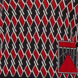 Pre Owned بلوفر صوفي برقبة V بنمط ماسي أسود برادا مقاس صغير - سمول