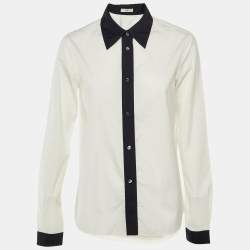 Pre Owned Prada White/Navy Cotton Long Sleeve Shirt M 