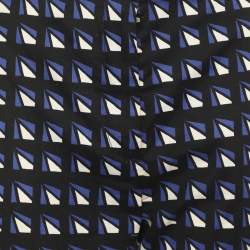 Pre Owned بنطلون برادا قطن مطاطي طباعة هندسية نيلي أزرق/أبيض مقاس صغير (سمول)