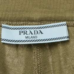 مملوكة مسبقًا Prada Military Green Cotton Knit Flared Leg Pants M