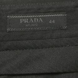 Pre Owned Prada Black Cotton Staight Leg Pants M