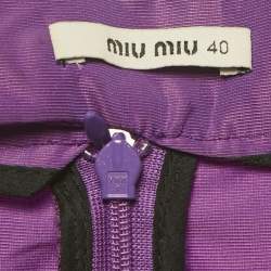 Pre Owned Miu Miu Purple Taffeta Pleated Mini Skirt S