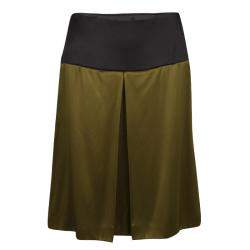 Prada Olive Green Satin Contrast Waist A-Line Skirt S