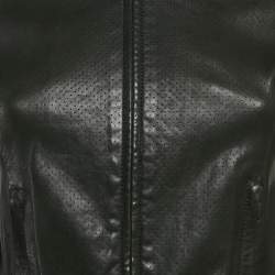 Pre Owned Prada Black Perforated Leather Jacket S