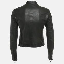 Pre Owned Prada Black Perforated Leather Jacket S
