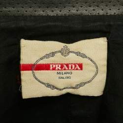 Pre Owned Prada Black Perforated Leather Jacket S