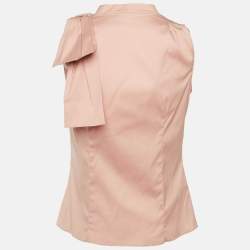 مملوكة مسبقًا بلوزة برادا قطن زهري تفاصيل قوس بدون أكمام مقاس متوسط - ميديم