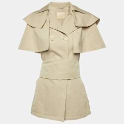 مملوكة مسبقًا Prada Beige Cotton Cape Sleeve Belted Coat S