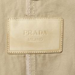 Pre Owned Prada Beige Cotton Cape Sleeve Belted Coat S