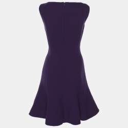 Pre Owned فستان برادا بنفسيجي من الصوف الخالص واسع ميدي مقاس صغير