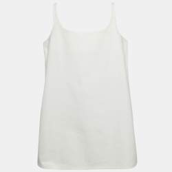 Pre Owned فستان ميني برادا دِنم أبيض بلا أكمام واسع مقاس كبير