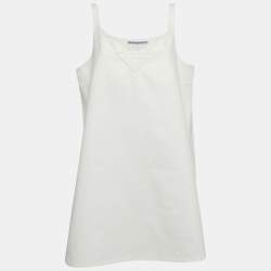 Pre Owned فستان ميني برادا دِنم أبيض بلا أكمام واسع مقاس كبير