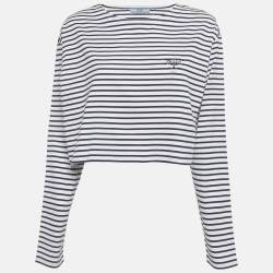 Pre Owned Prada Blue/Red Striped Jersey Long Sleeve T-Shirt M