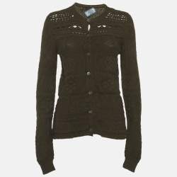 Pre Owned Prada Green Wool Long Sleeve Cardigan S 