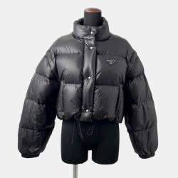 مملوكة مسبقًا Prada Cropped Vest/Down Jacket Triangle Logo 24 Size 40 Black Nylon100%