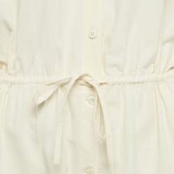 Pre Owned جمبسوت برادا قماش شمبري مطبوع كريمي مقاس صغير - إكس صغير