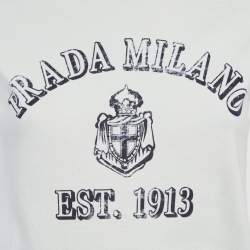 مملوكة مسبقًا Prada White Logo Print Jersey T-Shirt M