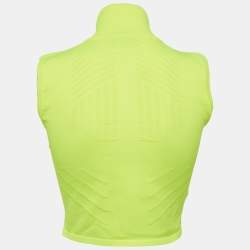Pre Owned Prada Neon Green Textured Technical Jersey Crop S
