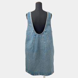 Pre Owned Prada Triangle Logo Denim Dress Size 36 Blue Cotton100%