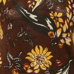 مملوكة مسبقًا Prada Brown Floral Print Wool Knit Top S