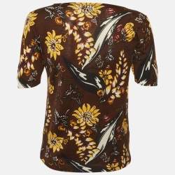 Pre Owned توب برادا صوف بني بطبعة زهور مقاس صغير