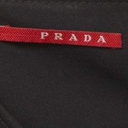 Pre Owned Prada Black Gabardine Belted Pencil Skirt M
