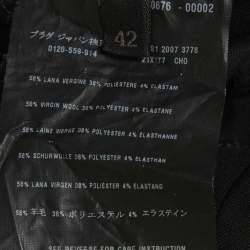 Pre Owned Prada Black Gabardine Belted Pencil Skirt M