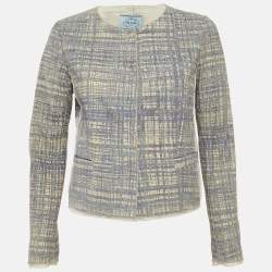 Pre Owned Prada Blue Printed Leather Jacket M