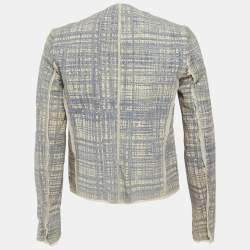 Pre Owned Prada Blue Printed Leather Jacket M