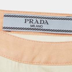 Pre Owned Prada Peach/White Lace Inserts Satin Short Dress S