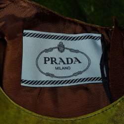 Pre Owned فستان برادا جلد صناعي طباعة بوستر غيرل أخضر مقاس متوسط - ميديوم