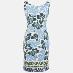 مملوكة مسبقًا Prada Blue Floral Print Cotton Mini Dress M