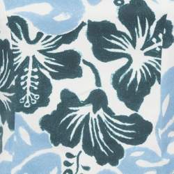 Pre Owned Prada Blue Floral Print Cotton Mini Dress M