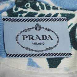 Pre Owned Prada Blue Floral Print Cotton Mini Dress M