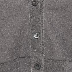 Pre Owned كارديغان برادا محبوك لوريكس رمادي قصير مقاس متوسط - ميديام